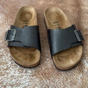 Birkenstock Black Slide Sandals with Buckle